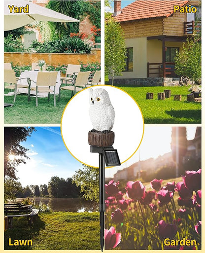 iStatue Solar Owl Garden Stake Lights, Realistic Resin Owl Outdoor Decor with Warm Glow, Waterproof Solar Yard Pathway Lawn Decoration Auto On/Off (1-Pack, Owl)