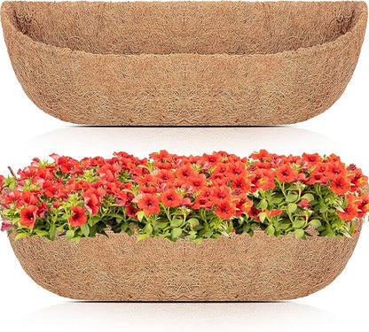 HFHOME 2 Packs 30 Inch Coco Liners for planters, 30" Trough Coconut Planter Hanging Basket Liners Replacement for Window Box Hanging Trough Planter