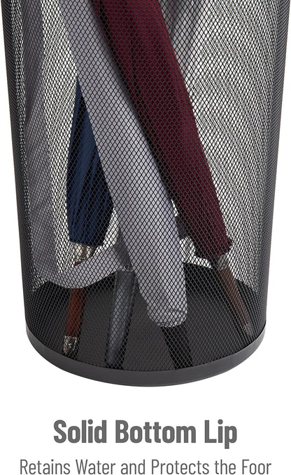 Mind Reader Umbrella Stand, Multi-Purpose Mesh Storage Stand, Organizer for Office and Entryway, Metal Mesh, Black