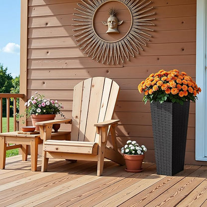 Devoko Resin Tall Planters for Outdoor Plants Set of 2, Large Taper Outdoor Planter Pots with 4 Drainage Holes, Flower Pots Modern Decor for Porch, Patio, Backyard, Home Garden (Black, 24")