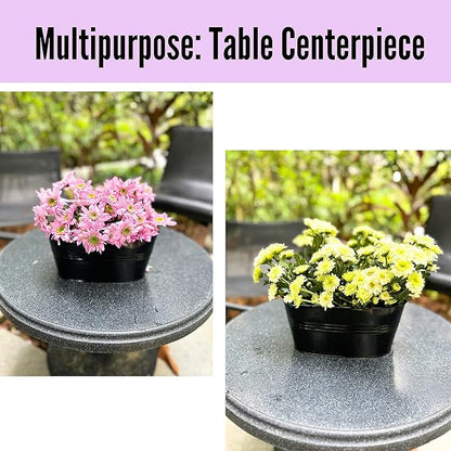 LaLaGreen Rail Planter Outdoor Plants(11.8 Inch, 10 Pack) Black Metal Iron Hanging Flower Pots Deck Railings Fence Buckets Modern Countryside Boho Style Wall Mount Window Box Plant Holder Porch Decor