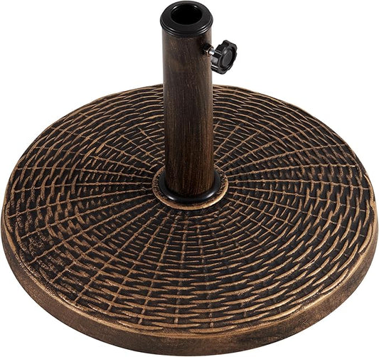 Yaheetech 22 lbs Heavy Duty Outdoor Umbrella Base 18" Round Patio All-Weather Umbrella Stand Market Umbrella Base for Garden & Lawn, Bronze
