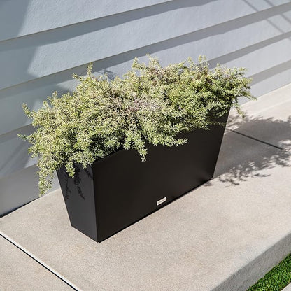 Veradek Pure Series Midori Trough Planter - Large Rectangular Planter for Indoor or Outdoor Deck/Porch | Durable All-Weather Use with Drainage Holes | Modern Decor for Shrubs, Flowers, Small Plants