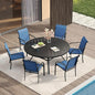 VICLLAX Patio Table and Chair Set of 6, All Weather Metal Round Outdoor Dining Furniture Set-50 Round Outdoor Table and Chairs, Black Tabletop