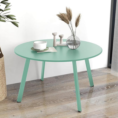 Grand Patio Round Steel Patio Coffee Table, Weather Resistant Outdoor Large Side Table, Mint Green…
