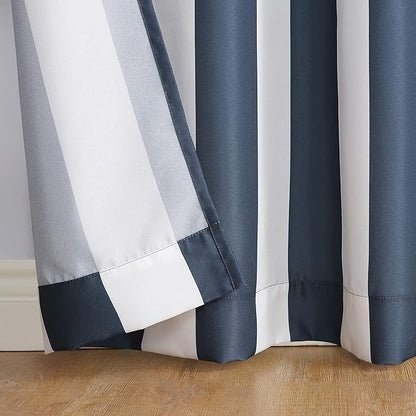 Sun Zero Valencia 2-Pack Cabana Stripe Indoor/Outdoor UV Protectant Energy Efficient Grommet Curtain Panel Pair