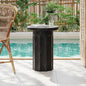 Christopher Knight Home Mervynt Outdoor Side Table, Lightweight Concrete Patio End Table Garden Stool with Round Top, Decorative Accent Table for Patio Balcony Beach Pool Side, Black Marble Finish