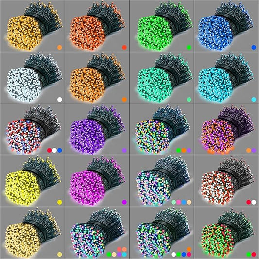 Indoor String Lights 164FT 500 LED RGB Color-Changing, Green Wire