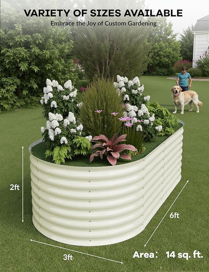 GarveeLife 2 Pcs Raised Garden Beds Outdoor 6x3x2 ft - Galvanized Steel Planter Box for Vegetables, Flowers, Rust-Resistant, Easy Assembly Raised Beds, Durable Planters for Outdoor Plants, Beige