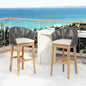Christopher Knight Home Zax Set of 2 Patio Barstool, Acacia Wood & Rope Outdoor Counter Stool with Backrest/Footrest, Barstool Chairs with Cushion Seating for Backyard Balcony Garden, Beige+Gray+Teak