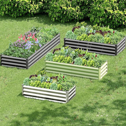 2PCS 6x3x1FT Galvanized Raised Garden Bed, Galvanized Planter Raised Garden Boxes Outdoor, Large Metal Raised Garden Beds for Vegetables-Silver