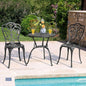 Bistro Set for 2, Black Cast Aluminum Patio Table and Chairs with Umbrella Hole