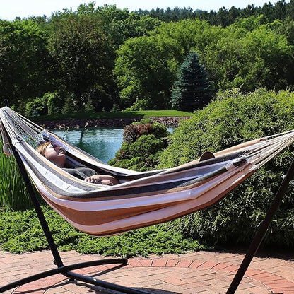 Sunnydaze Double Brazilian Cotton Hammock for Outside - 450-Pound Capacity Outdoor Hammock - Calming Desert
