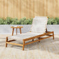 Christopher Knight Home Susua Rope Chaise Lounge with Acacia Wood Frame, Adjustable Backrest Single Lounge Sofa, Patio Sun Lounger Recliner Chair for Poolside Backyard, Teak + White