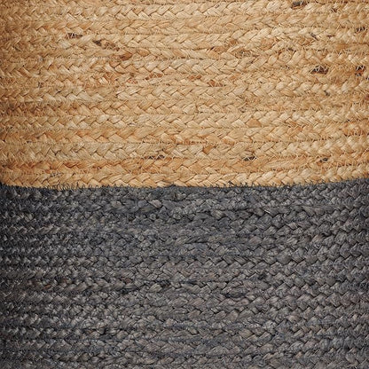 REDEARTH · Cylindrical Pouf Foot Stool Ottoman - Jute Braided Pouffe Poof Accent Sitting Footrest for The Living Room, Bedroom, Nursery, Patio, Lounge & Other Rooms (14.5”X14.5”X16”; Natural Gray)