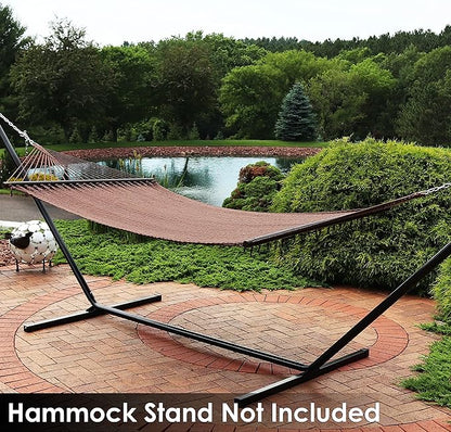 Sunnydaze Soft-Spun Polyester Rope Double Hammock for Outside - 600-Pound Weight Capacity Extra Large Hammock - Mocha
