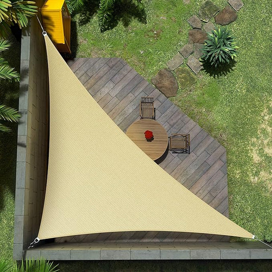 Amgo Custom Size 6' x 10' x 11.7' Beige Right Triangle Sun Shade Sail UPF50+ AGTAPRT12, Order to Make Canopy Awning, 95% UV Blockage, Water & Air Permeable, Commercial Standard (We Customize)