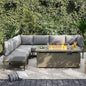 Sundale Outdoor 7 Pieces Patio Furniture Set with Fire Pit Table, L-Shaped Outdoor Sectional Sofa with 6 Inch Olefin Cushion, All-Weather Modern Metal Outdoor Conversation Sets for Backyard, Poolside