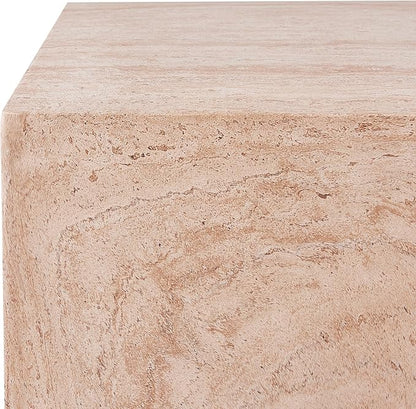 Christopher Knight Home Jorine 43.5" Outdoor Rectangular Coffee Table, Lightweight Concrete Coffee Table, Natural Texture Side Footstool, Spacious Tabletop Display, No Assembly Required, Natural