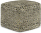 SIMPLIHOME Janelle Square Pouf - 18 inch Wide Upholstered PET Polyester Outdoor/Indoor Ottoman in Multi Color, Boho Footstool or Extra Seating for Living Room, Bedroom, or Patio, Assembled