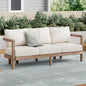 Merax 3 Seater Outdoor Acacia Wood Patio Sofa with Cushions for Porch, Garden, Backyard, Balcony, Brown wash, Beige Cushion
