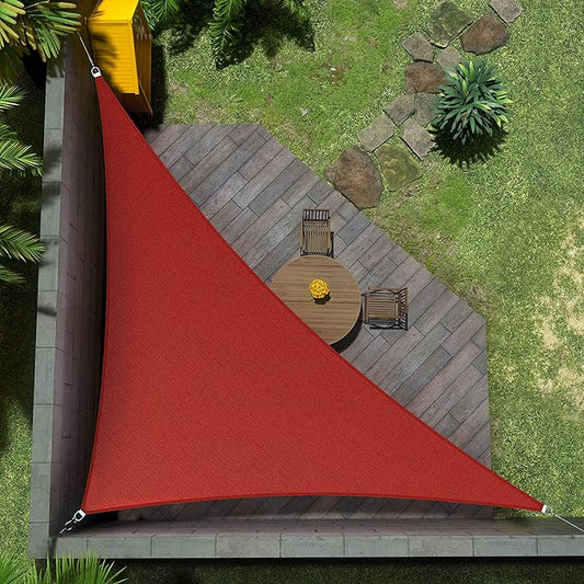 Amgo Custom Size 12' x 23' x 25.9' Red Right Triangle Sun Shade Sail Order to Make Canopy Awning UPF50+ AGSLT, 95% UV Blockage, Water & Air Permeable, 200GSM Commercial Standard (We Customize)