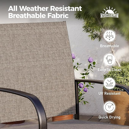 9 Piece Patio Dining Set for 8, Rectangular Extendable Dining Table, 8 Metal Brown Chairs, Outdoor Table and Chairs Set for Lawn Backyard and Deck