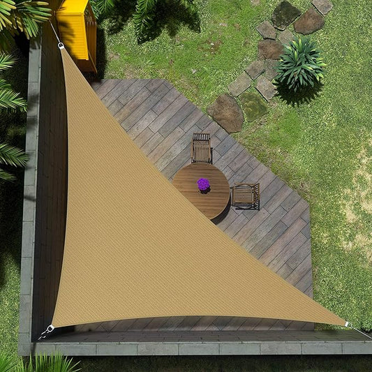 Amgo Custom Size 12' x 23' x 25.9' Sand Beige Right Triangle Sun Shade Sail Order to Make Canopy Awning UPF50+ AGSLT, 95% UV Blockage, Water & Air Permeable, 200GSM Commercial Standard (We Customize)