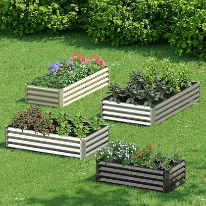 2PCS 4x2x1FT Galvanized Raised Garden Bed, Galvanized Planter Raised Garden Boxes Outdoor, Large Metal Raised Garden Beds for Vegetables-Green