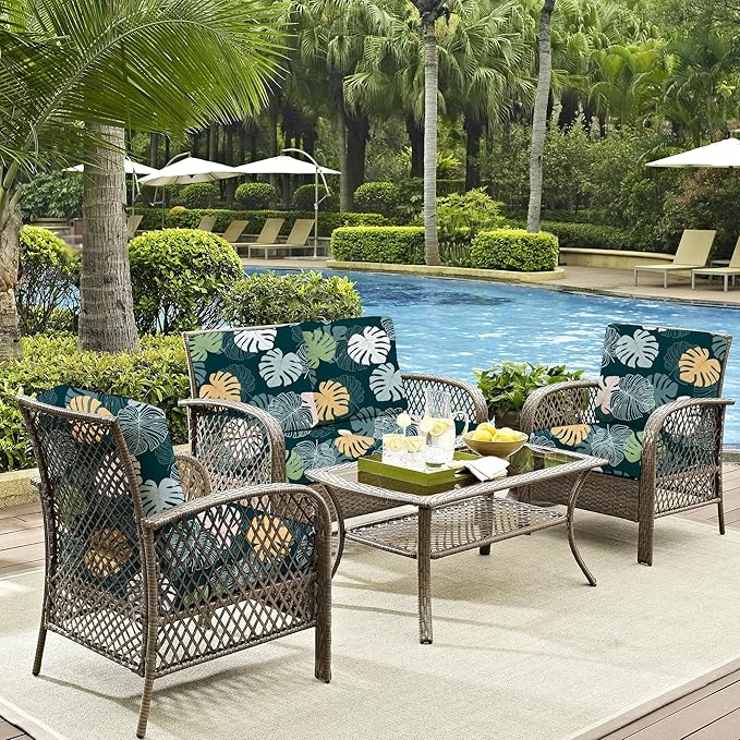Cushion Covers 8-Pack, Green Charm Stretch Fit for Patio Seats