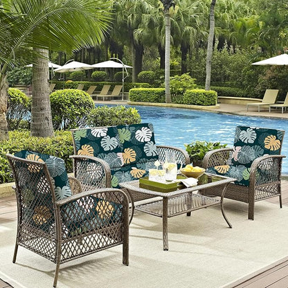 Cushion Covers 8-Pack, Green Charm Stretch Fit for Patio Seats