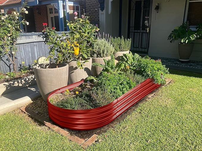 Land Guard Galvanized Raised Garden Bed Kit, Planter Boxes Outdoor, Oval Large Metal Beds for Vegetables(Brown)……