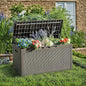 Deck Box with 97 Gallon Capacity, Brown Resin Storage Bench
