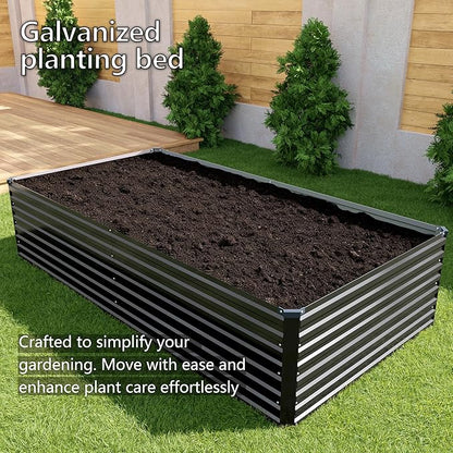 12x2x2FT Galvanized Raised Garden Bed Kit,Vegetable Plant Boxes-Rectangle Metal Flower Box,Large Planter Raised Beds Outdoor Garden for Planting,Fruit,Herb-Black