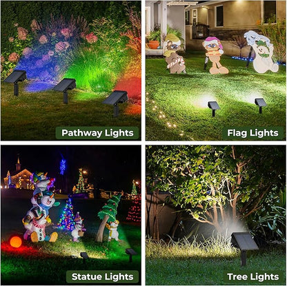 Kingsyard Solar Lights Outdoor Waterproof IP68, 47 LEDs 3 Lighting Modes USB & Solar Powered Garden Yard Pathway Spot Lights for Outside Landscape, Auto On/Off, 6 Pack(Warm White)