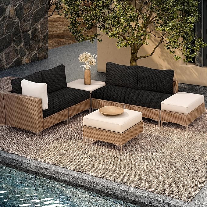 Cushion Covers, 8-Pack Black Outdoor Slipcovers, Water-Repellent Fabric