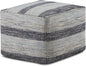 SIMPLIHOME Clay Square Pouf - 18 inch Wide Upholstered Cotton Ottoman in Patterned Blue Melange, Boho Footstool, Decorative Cube Pouf or Extra Seating for Living Room or Bedroom, Assembled