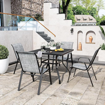 Patio Dining Chairs Set of 6, Grey Stackable Textilene Mesh Seating