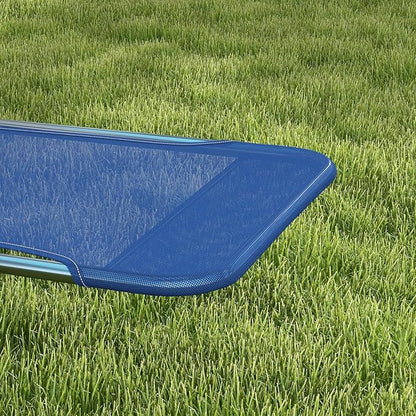 Outsunny 2 Piece Folding Chaise Lounge Chairs, Pool Sun Tanning Chairs with Reclining Back, Breathable Mesh Seat, Headrest for Beach, Yard, Patio, Dark Blue