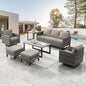 Belord 7 Piece Outdoor Furniture Patio Wicker Sofa Set, Oversize Outdoor Swivel Rocker Chairs with Rattan Ottomans, Conversation Sets Patio Furniture Come with Removable Washable Cushion Grey