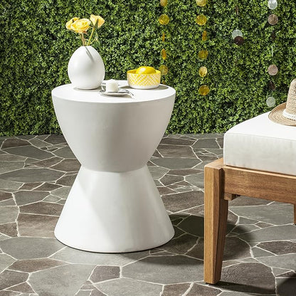 Safavieh Outdoor Collection Athena Modern Concrete Dark Grey Round 17.7-inch Accent Table