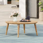 Christopher Knight Home Lalina Outdoor Coffee Table, Acacia Wood Accent Table with Slatted Panel Design, Round Patio Table for Garden Porch Balcony, Low Maintenance Outdoor Furniture, Natural