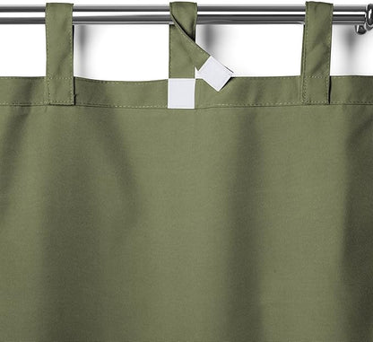Elrene Home Fashions Matine Weatherproof Tab-Top Indoor/Outdoor Solid Color Curtain Panel for Porch, Pergola, Patio, Deck, 52”W x 95”L, Green (Pack of 3)