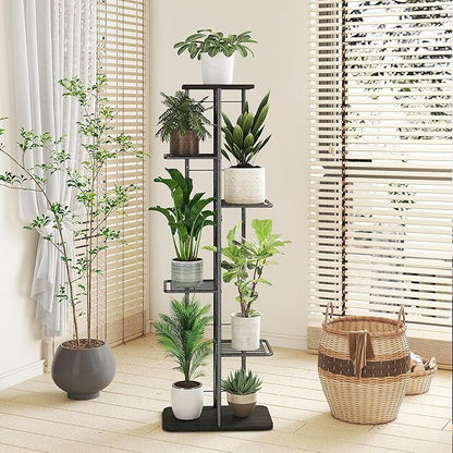 Simple Trending Plant Stand Shelf Indoor Outdoor Waterproof, 6-Tier 7 Potted Heavy Duty Metal Tall Flower Holder for Multiple Corner Display