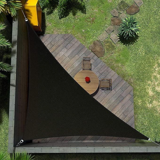 Amgo Custom Size 8' x 10' x 12.8' Black Right Triangle Sun Shade Sail UPF50+ AGTAPRT12, Order to Make Canopy Awning, 95% UV Blockage, Water & Air Permeable, Commercial Standard (We Customize)