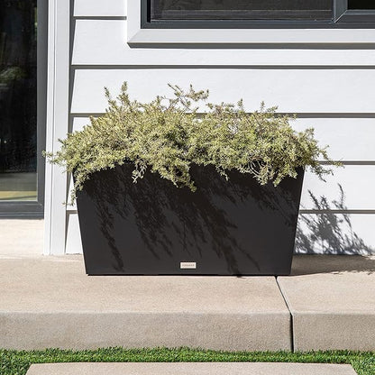 Veradek Pure Series Midori Trough Planter - Large Rectangular Planter for Outdoor Deck/Porch | Durable All-Weather Use with Drainage Holes | Modern Decor for Shrubs, Flowers, Small Plants